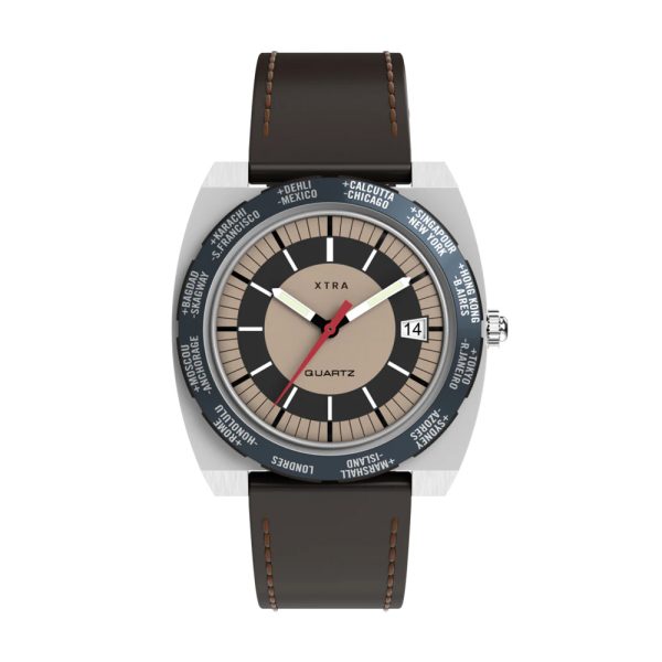 ساعت مربع قهوه ای